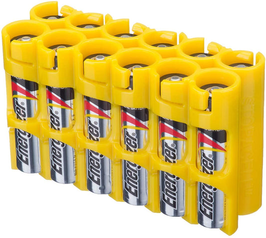 AAA Battery Storage Caddy by Storacell, Yellow, Holds 12 Batteries (Not included)