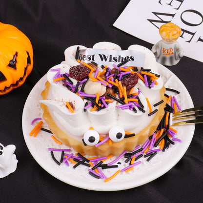 Halloween Sprinkles, Black Orange Purple White Jimmies with Edible Candy Eyes for Cake Decorating, 4.6oz Cookie Cupcake Decorations for Spooky Halloween Baking & Party Treats