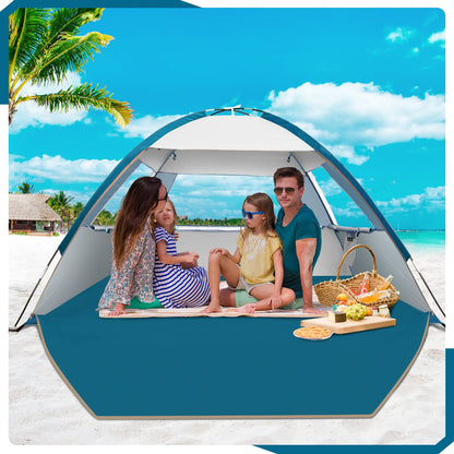 COMMOUDS Beach Tent Sun Shade for 3/4-5/6-7/8-10 Person, UPF 50+ Beach Sun Shelter Canopy Tent, Lightweight, Easy Set Up and Carry