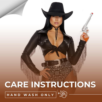 Forplay Womens 3pc. Cowgirl Adult Sized Costumes, Black Silver, Medium/Large US