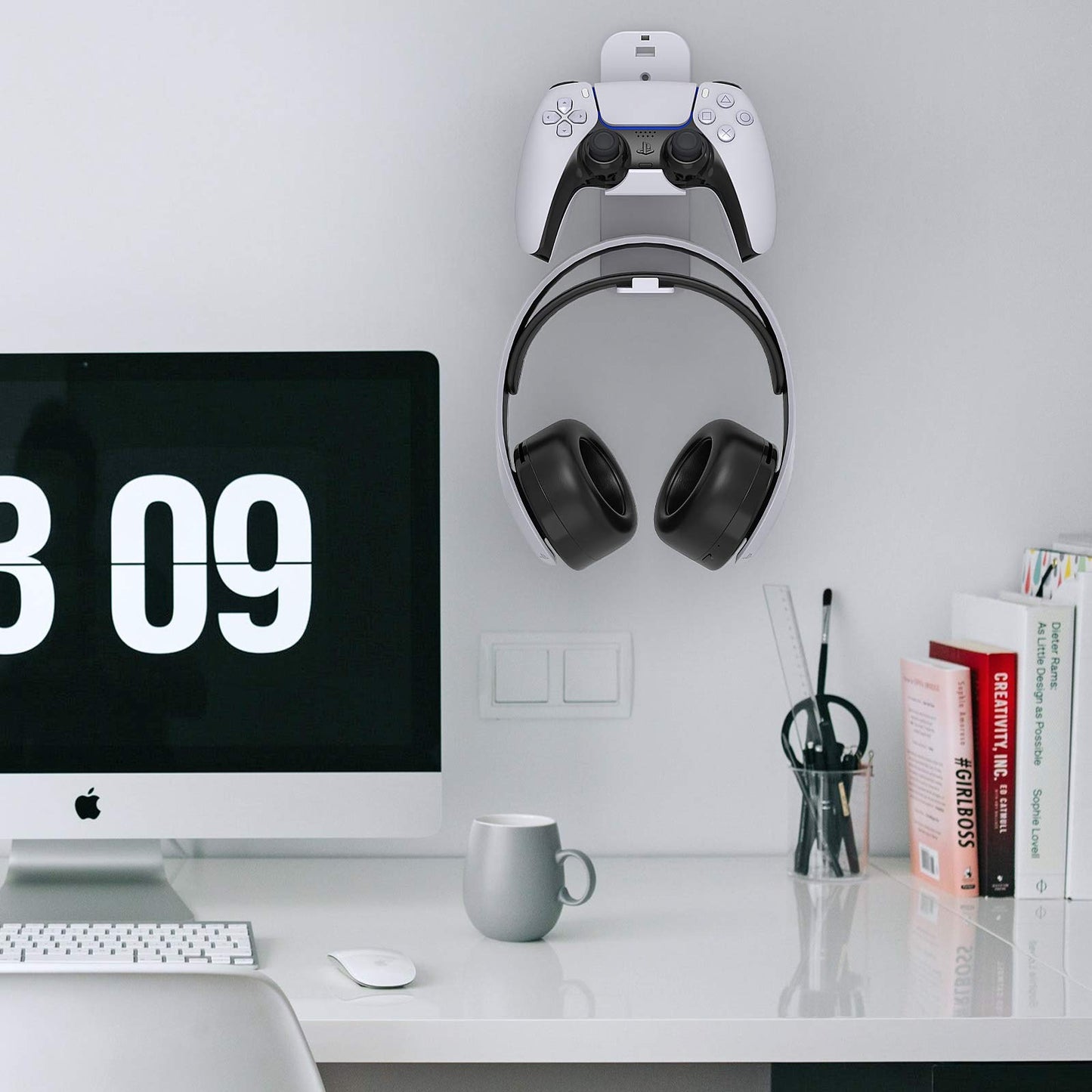 FYOUNG Universal Game Controller & Headset Holder for PS5/PS5 Slim/PS5 Pro, Xbox Series X/S, PS4, Switch, Steam & More, Stay Organized No Screws