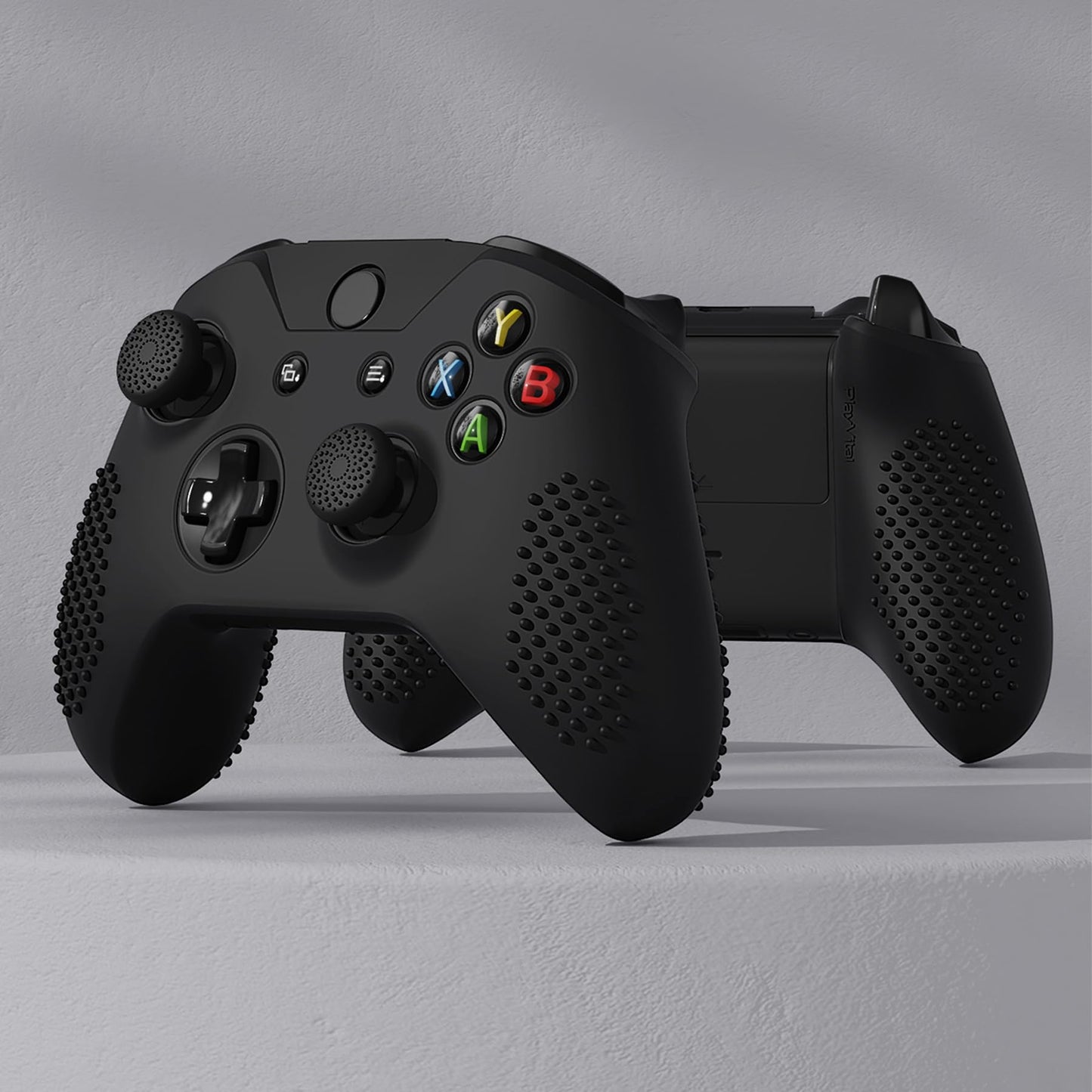 eXtremeRate PlayVital Soft Anti-Slip Silicone Controller Cover Skins Thumb Grips Caps Protective Case for Xbox One X/S Controller (Model 1708)- Black