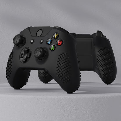 eXtremeRate PlayVital Soft Anti-Slip Silicone Controller Cover Skins Thumb Grips Caps Protective Case for Xbox One X/S Controller (Model 1708)- Black