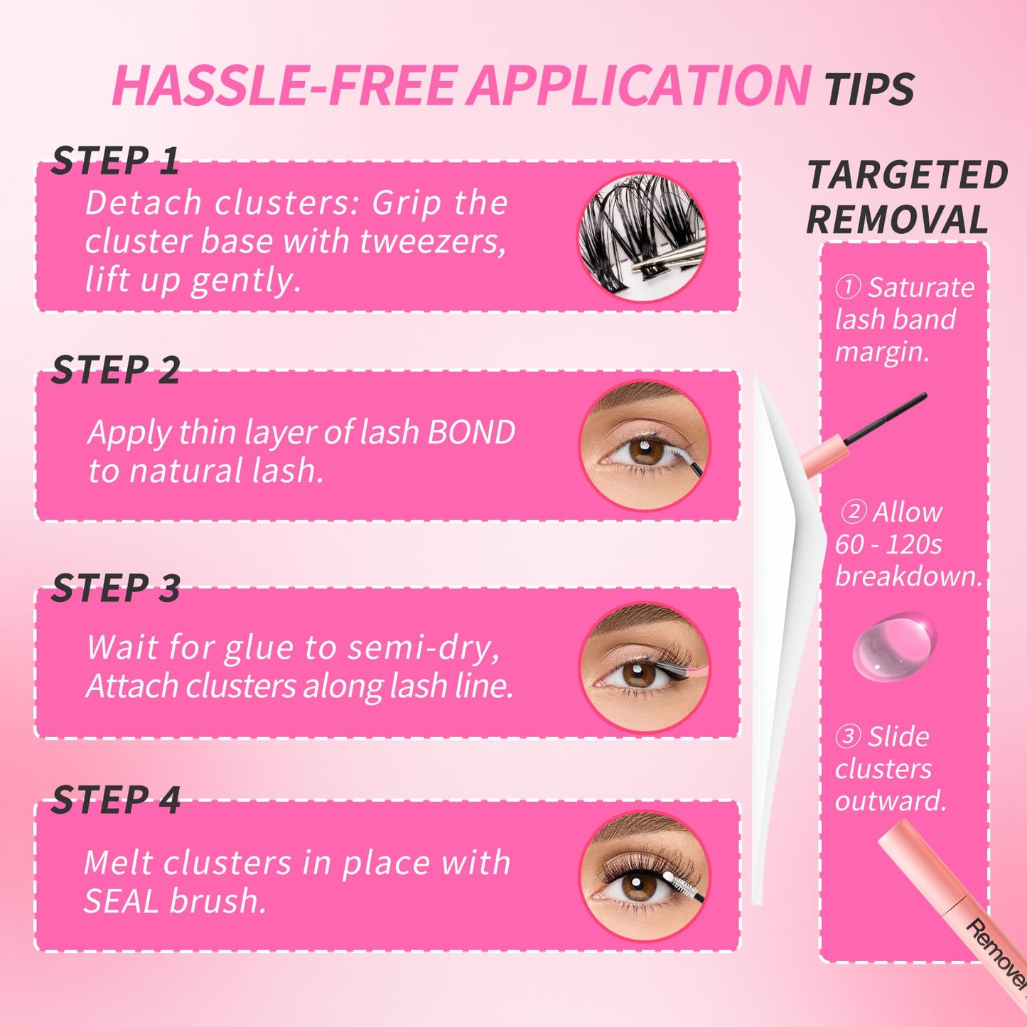 ESEENLO Lash Extension Kit, 320pcs DIY Eyelash Extension Kit 9-16mm Mix, 30D 40D Curl Individual Lash Clusters with Bond, Seal, Remover and Tweezers