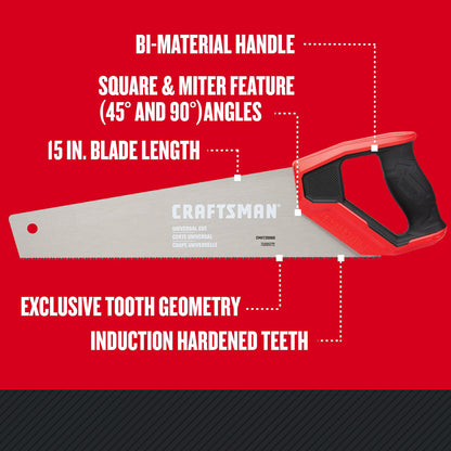 CRAFTSMAN Hand Saw, 15-Inch (CMHT20880)