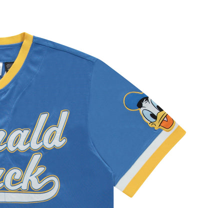 Disney Donald Duck Men's Baseball Jersey - Mens Classic Donald Duck Mesh Button Down Baseball Jersey Donald Duck Fashion Shirt (Blue, X-Large)