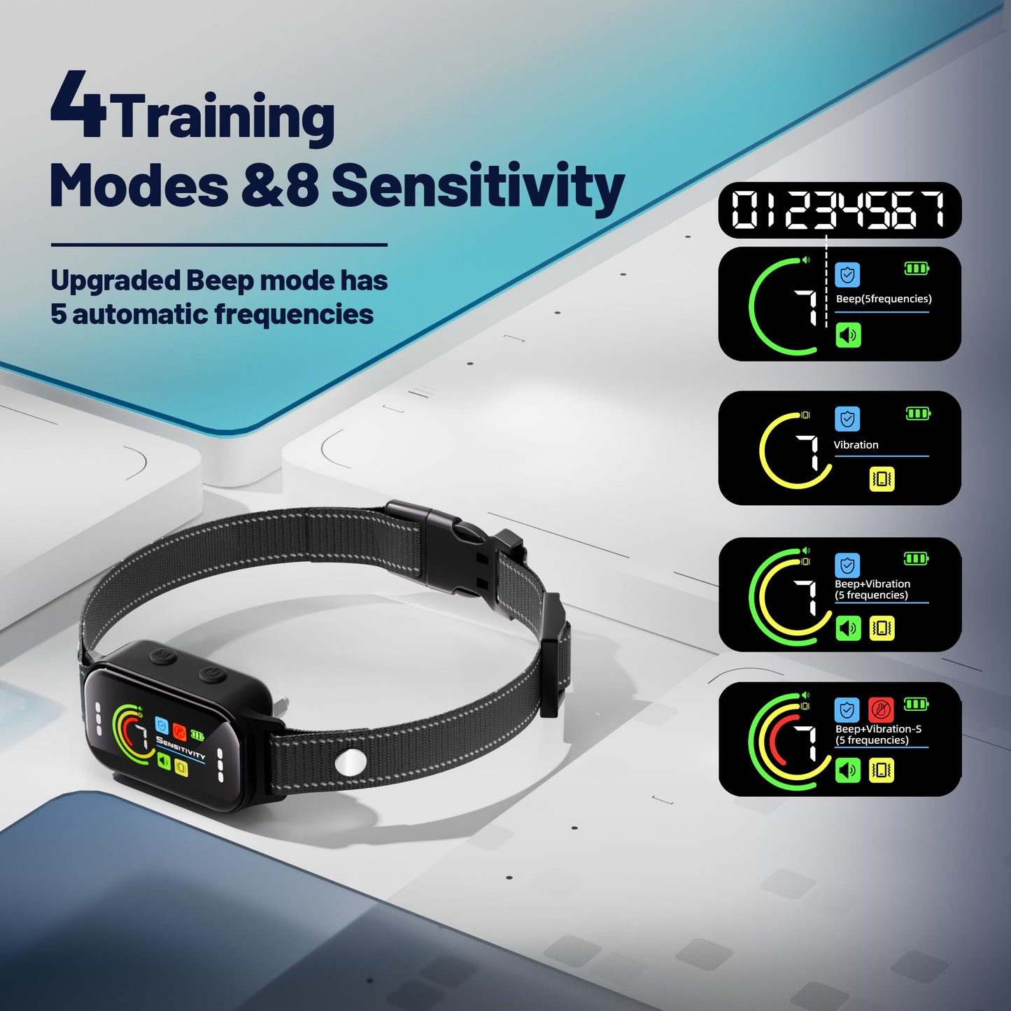 JEUJE Dog Bark Collar 2 Pack, Bark Collar for Large Medium Small Dogs, Rechargeable Smart Bark Collar, Anti Barking Training Collar with 7-Level Sensitivity + 5 Safety Modes Humane Training System