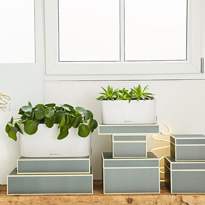 Lechuza Delta 10 Self Watering Plant Pot, White High Gloss, 30 cm