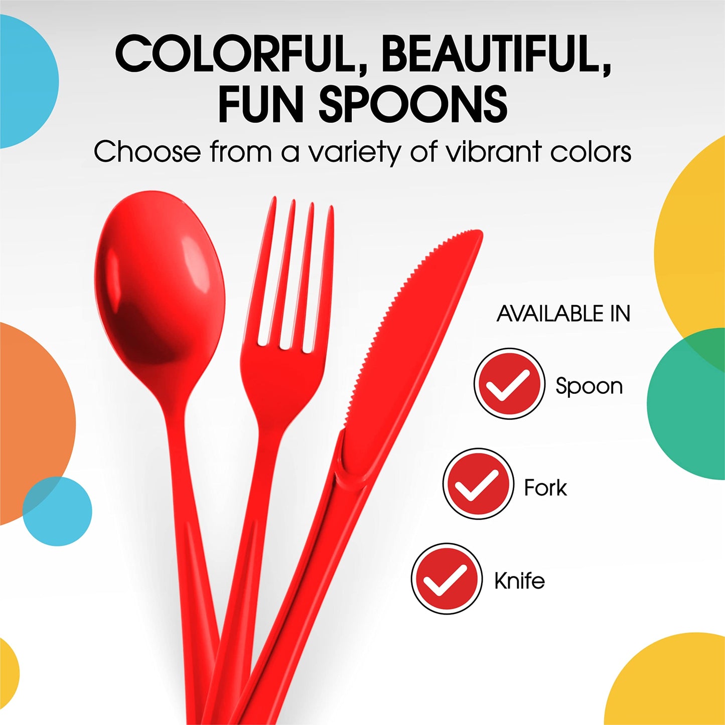 Exquisite Red Plastic Spoons 50 Pieces Red Spoons Disposable Utensils Heavy Duty Plastic Cutlery Set Disposable Cutlery Sets Flatware Sets Silverware Set For Party Supplies & Party Tableware