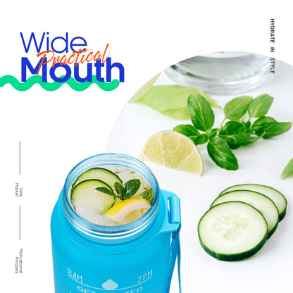 Giotto 32oz Large Leakproof BPA Free Drinking Water Bottle with Time Marker & Straw to Ensure You Drink Enough Water Throughout The Day for Fitness and Outdoor Enthusiasts-Ombre Green Purple