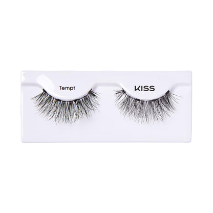 KISS Magnetic Lashes, Tempt, 1 Pair Synthetic False Eyelashes With 5 Double Strength Magnets, Wind Resistant, Dermatologist Tested Fake Lashes Last Up To 16 Hours, Reusable Up To 15 Times Black