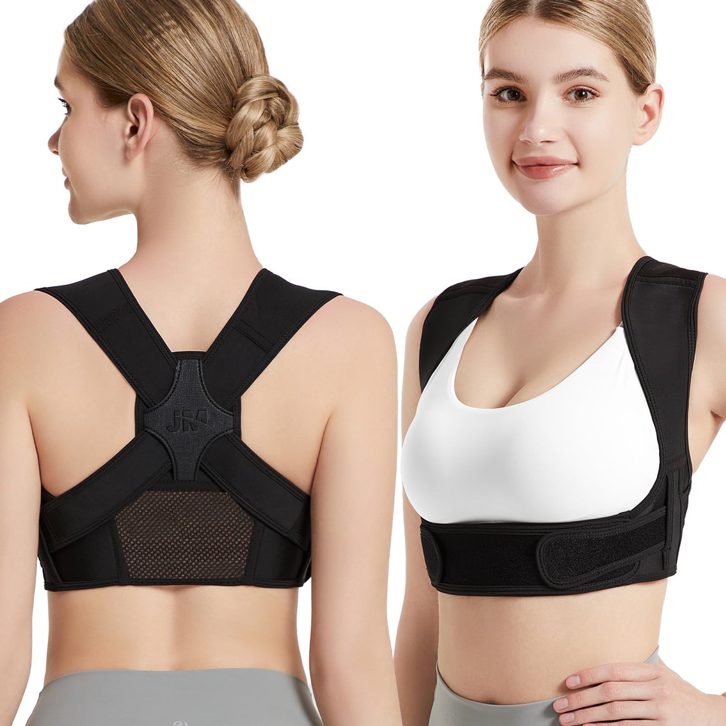 JMPOSE Posture Corrector for Back Support: Adjustable Shoulder Posture Brace for Men and Women (Black, Small/M)