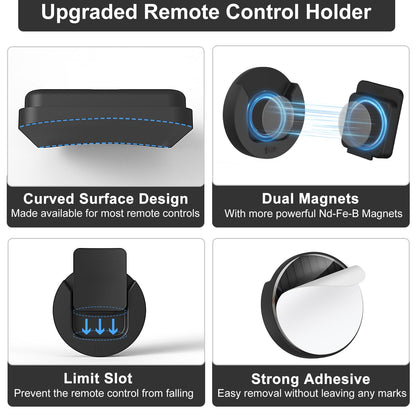 YYILIS Magnetic Remote Control Holder Wall Mount, 4 Pack Upgraded Organizers Storage Self-Adhesive TV Remote Holder for Back of TV (Black)