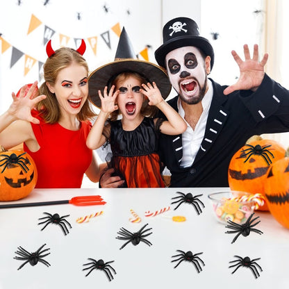 JIALWEN 50PCS Realistic Halloween Plastic Spiders Small Size Black Spiders Toys Fake Spiders Prank Props for Halloween Party Decorations