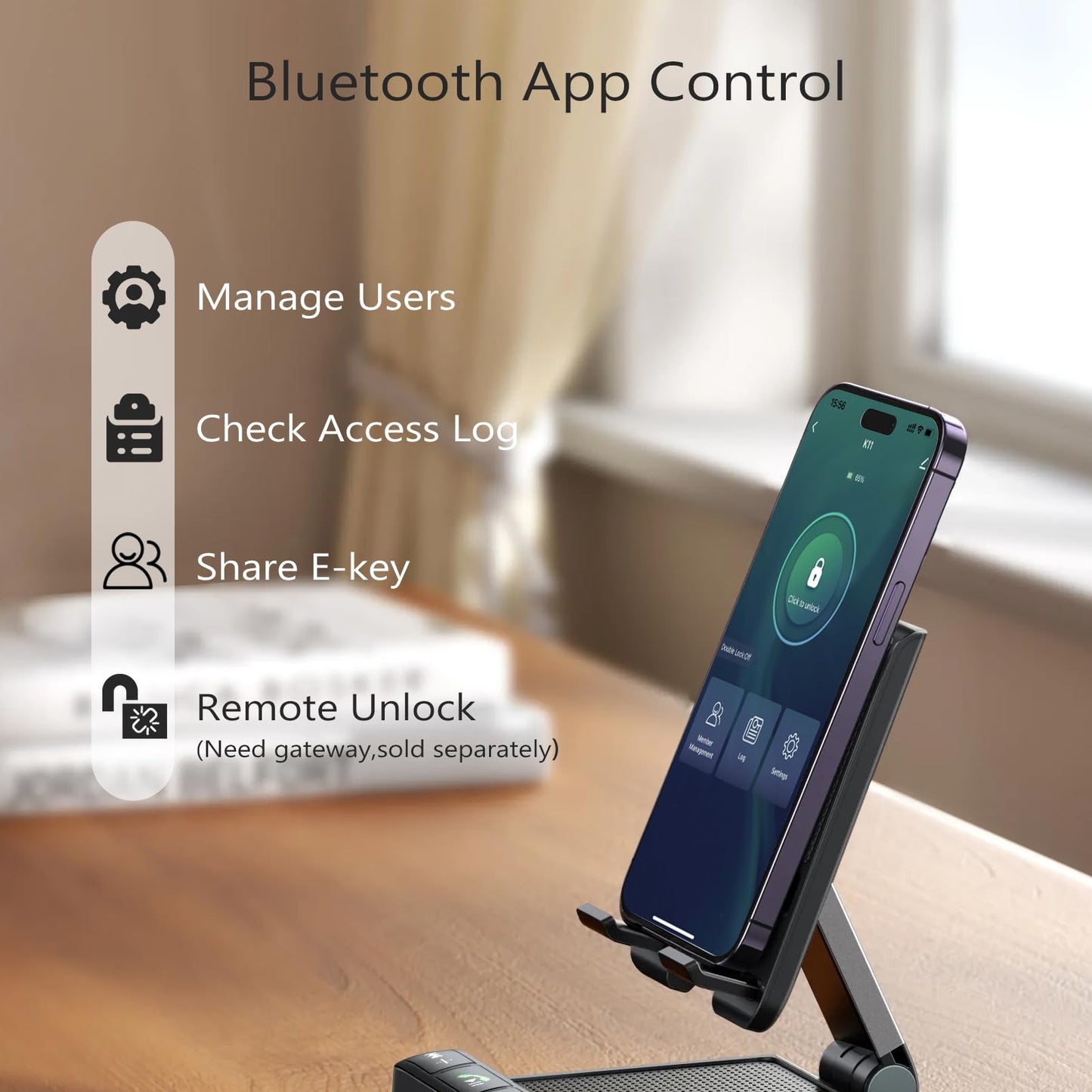 GeekTale Fingerprint Door Lock for Bedrooms, Fingerprint Door Knob with Lock, Smart Door Lock, App Control, Back-up Keys, Thumbprint Door Knob for Bedrooms, Office, Apartment