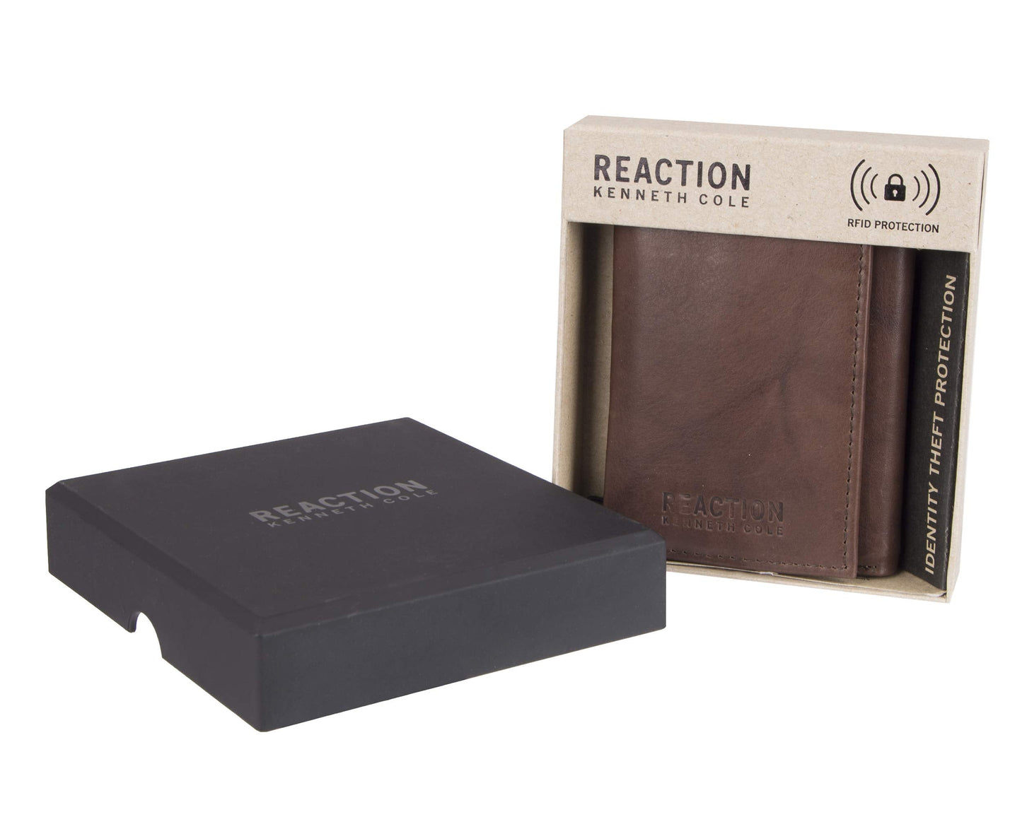 Kenneth Cole REACTION mens - Rfid Genuine Leather Slim Trifold With Id Window and Card Slots Wallet, Brown, One Size US