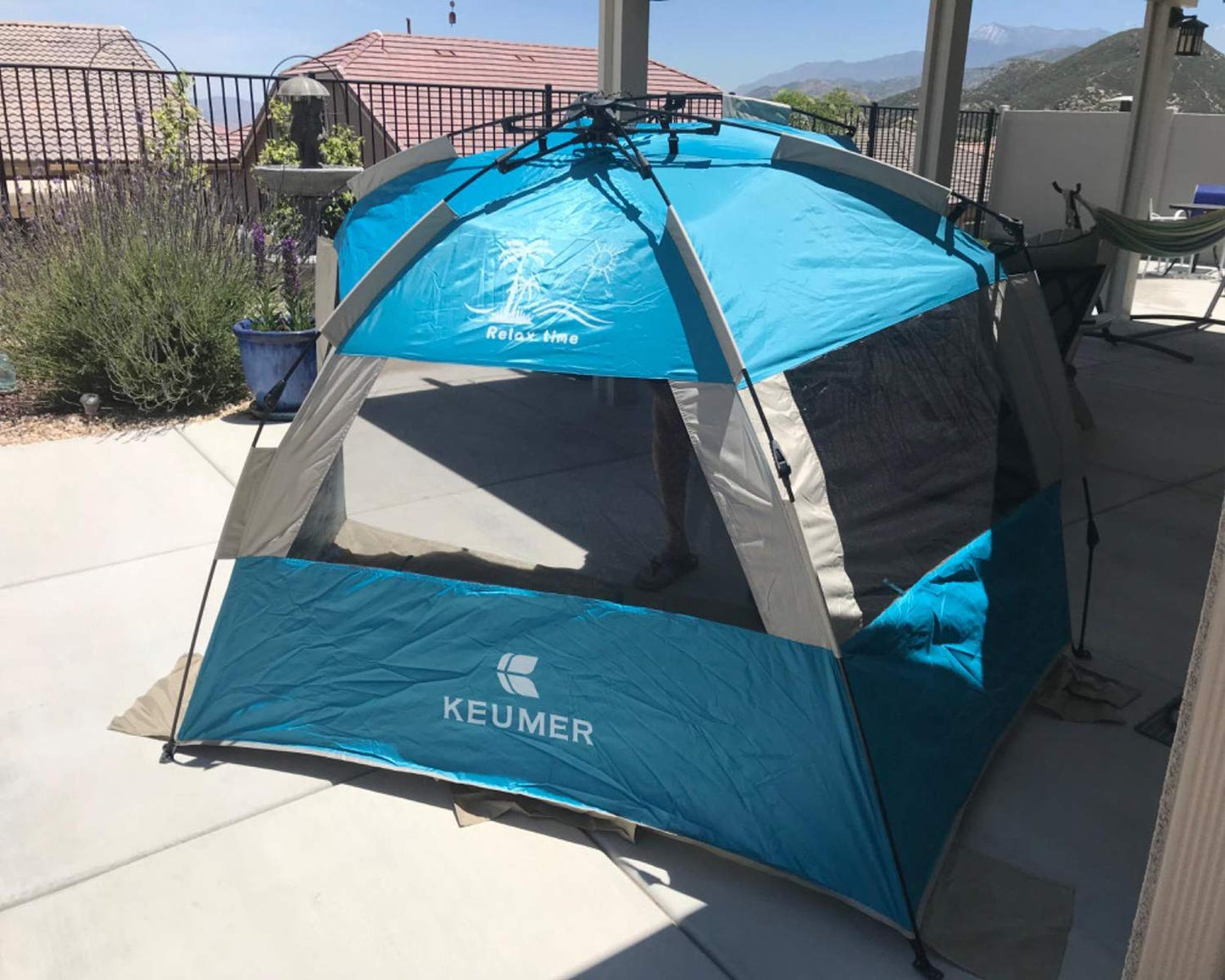 G4Free Deluxe XL Pop Up Beach Tent, 3-4 Persons Easy Setup Sun Shelter Canopy with UPF 50+ UV Protection Extral Wide 70.9 in