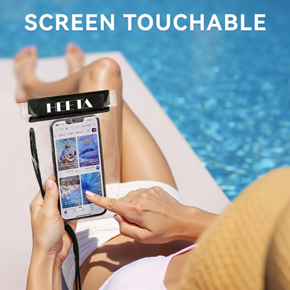 HEETA 5-Pack Clear Waterproof Dry Bag, Water Tight Cases Pouch Dry Bags for Camera Mobile Phone Maps, Kayaking Boating Document Holder (Black)