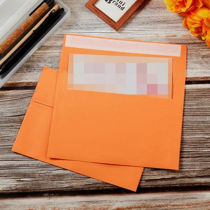 50 Pack 5 x 7 Envelopes Colored Self Seal for Wedding, Party Invitations, Greeting Cards, Announcements, Photos, 5.24 x 7.21 Inches (Dark Orange)