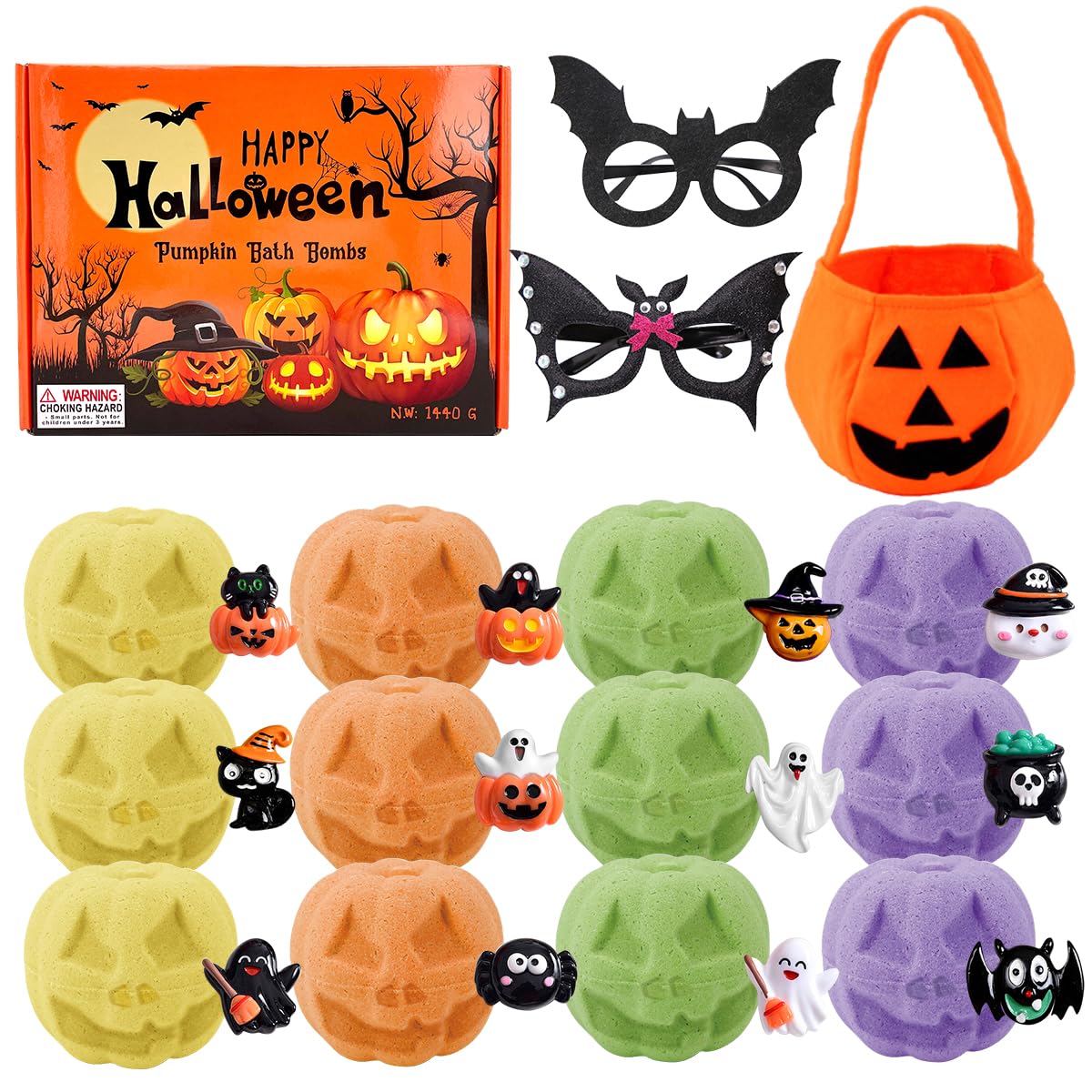 12 Piece Halloween Bath Bombs with Toys Inside for Kids, Bath Bombs with Surprise Inside, Halloween Party Favors for Kids, Halloween Trick or Treat Treat Gifts…