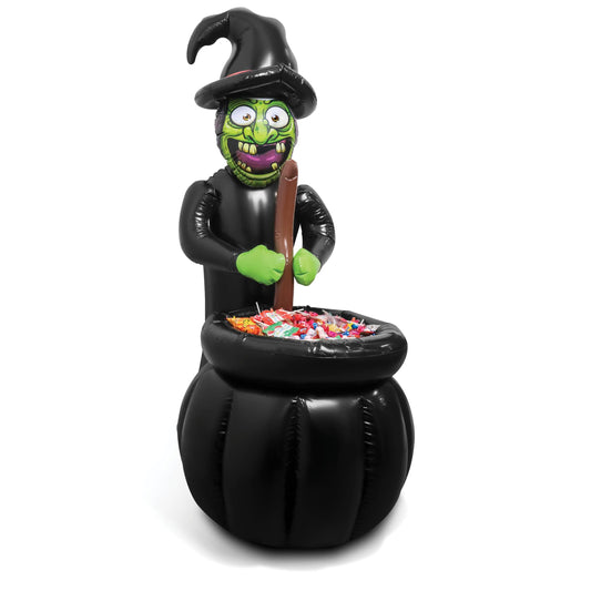 48" Inch Summerween Inflatable Witches Cauldron Outdoor Halloween Candy Holder Bowl - Up to 72 Drink Beverage Cooler and Ice Chest Halloween Party - Inflables De Enfriador Candy Caldron