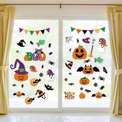 232 Pcs Halloween Decorations Window Clings Decals, 10 Sheet Large Halloween Black Spiders/Cute Pumpkins Stickers Decorations, Halloween Window Stickers for Kids/School/Home/Office Supplies