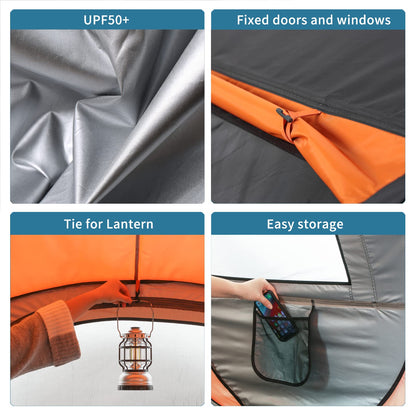 EchoSmile Camping Instant Pop Up Dome Tent, 4/6/8 Person, Water Resistant, Easy Setup for Camping Hiking and Outdoor, Portable with Carry Bag, 3 Season (Black&Orange (5-8 Person))