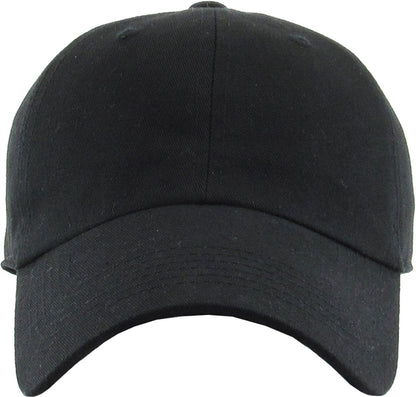 KB-Low BLK Classic Cotton Dad Hat Adjustable Plain Cap. Polo Style Low Profile (Unstructured) (Classic) Black Adjustable
