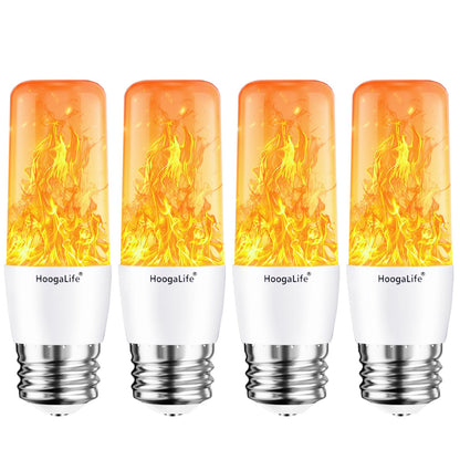 HoogaLife Flame Light Bulbs, E26 Led Flame Light Bulb with Effect of Real Candle Fire Light, 4w Flames Bulbs with Upside Down Effect, for Christmas Halloween Home Party Holiday House Room Porch-4 Pack