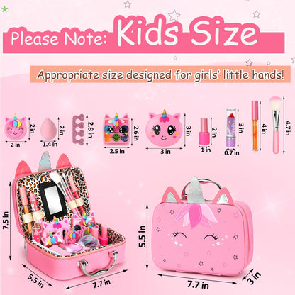 Heaning Kids Washable Makeup Girl Toys - Real Makeup Kit Kid Make up Set for Toddlers Children Princess Dress Up Christmas Birthday Gifts Toys for 3 4 5 6 7 8 9 10 11 12 Year Old Girls