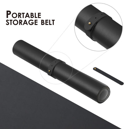 Compact Leather Desk Mat - Small Non-Slip PU Desk Pad for Office and Home - Desk Organization and Accessories - Ideal for Large Mouse Pad and Small Desk Mats on Top of Desks (Black,23.6"x 11.8")