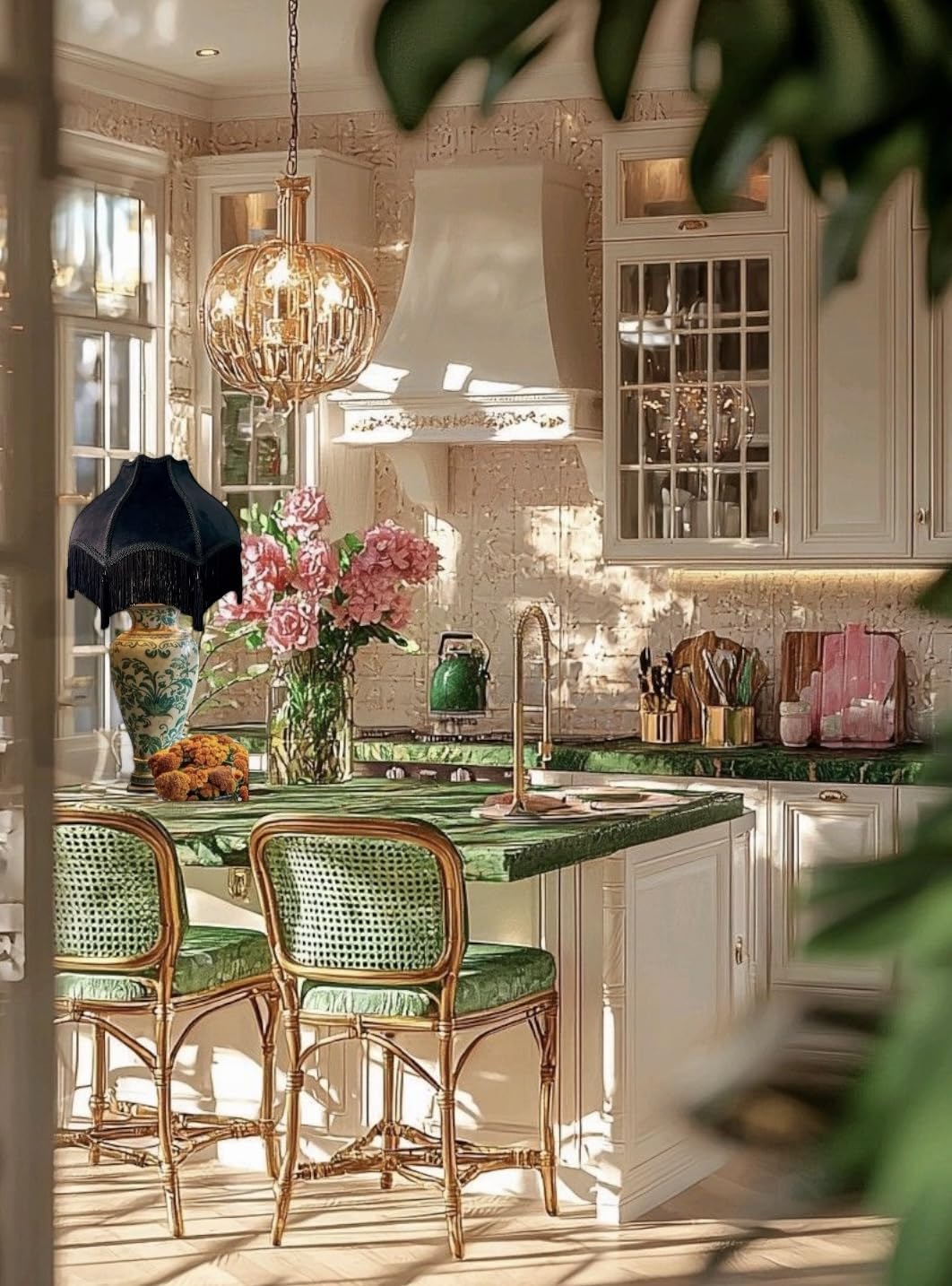 Generic Tristan Home Premium Classic Victorian Style Bell Shape Scallop Large Velvet Lamp Shade with Tassels and Fringe (Midnight Black)