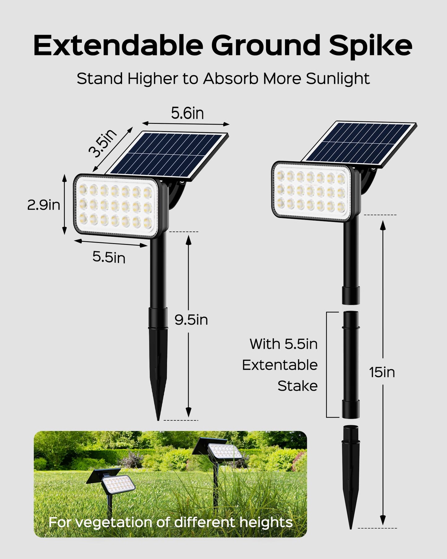 JACKYLED Solar Lights Outdoor Waterproof, 84 LED 5 Lighting Modes Solar Spotlights, 360 Adjustable Head & Panel, Solar Powered Garden Yard Spot Lights for Outside Landscape Lighting, 8 Pack