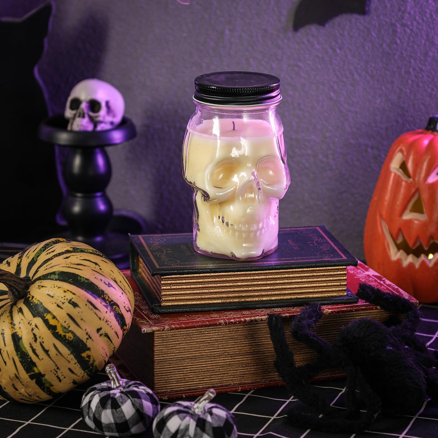 Gothic Skull Candle, Large Skull Candle Halloween Gothic Decorations for Home Table Bar Indoor Room,Scary Halloween Decorations Indoor White