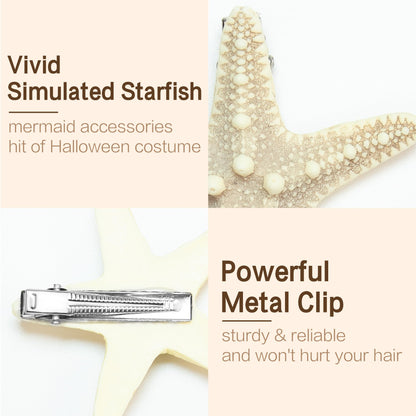 Gofriipai 2 Pcs Starfish Hair Clip with Face Glitter Body Glitter, Mermaid Hair Clips Accessories for Women and Girls, 2 in 1 Accessory Sets for Mermaid Halloween Beach Costume