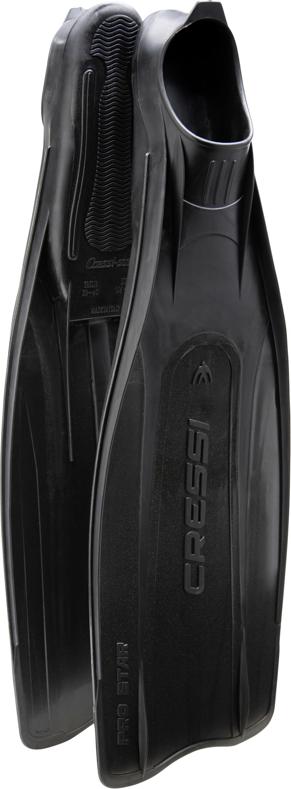 Cressi Adult Reactive Full Foot Pocket Scuba Diving Fins | Pro Star: Made in Italy,Black