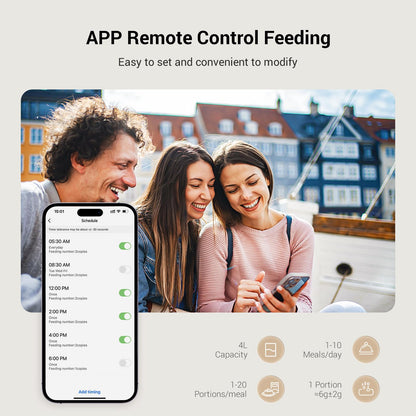 Espelho Automatic Cat Feeders WiFi: Food Dispenser with App Control 2.4Ghz WiFi- Smart Timed Cats Feeder with Voice Recorder| 4L Auto Pet Feeder for Cat and Small Dog- Up to 10 Meals per Day