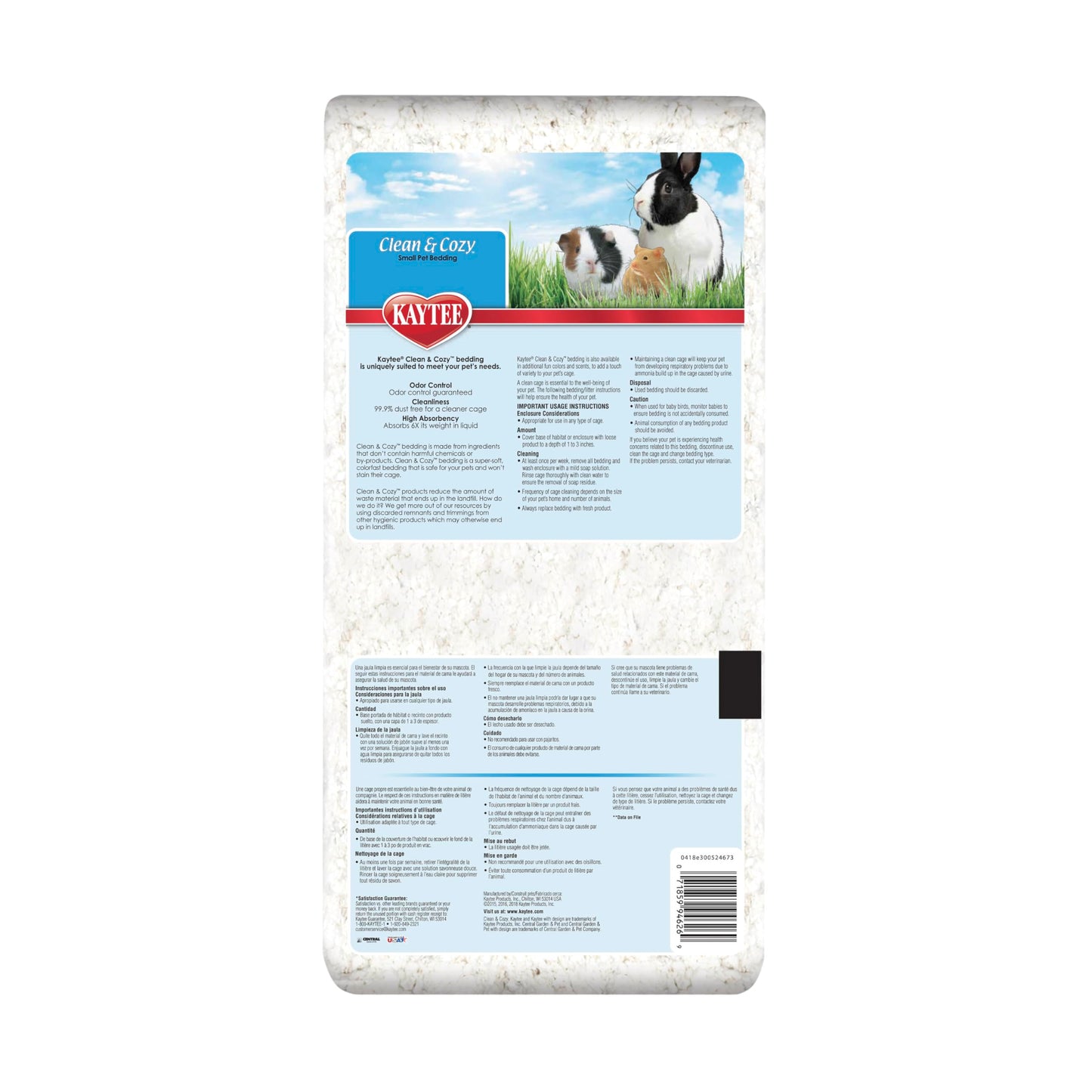 Kaytee Clean & Cozy White Paper Bedding, Made for Small Animals, 24.6 Liters