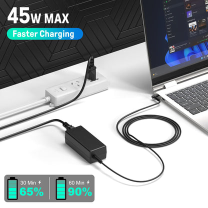 45W Charger Compatible with HP Laptop Charger, Blue Tip, Pavilion x360 11 13 15, Zbook 14u G4 G5 15u 15 G3, Notebook 15, Stream 13 11 14 AC Adapter with Power Cord
