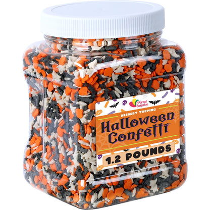 Halloween Sprinkles Bulk - 1.2 Pounds - Bat, Pumpkin & Ghosts Confetti Sprinkles - Spooky Toppings - Great for Cookies, Cupcakes, Cakes, Fall