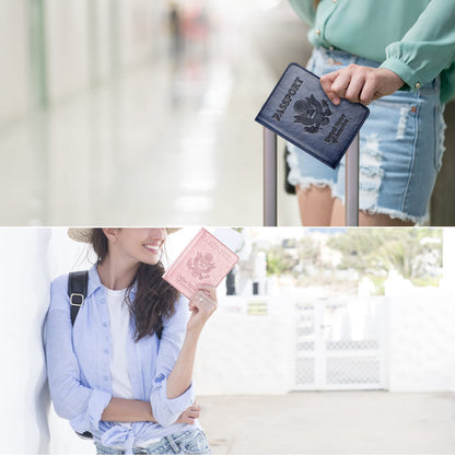 Eoehro 2Pack Passport Holder Wallet Cover Case, Travel Essentials for Women and Men