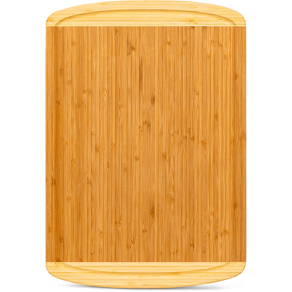 FSC® Certified Organic Extra Large Bamboo Cutting Board – 18 x 12.5 Inch – Reversible Wood Non Toxic Cutting Boards for Kitchen Prep, Meat, Charcuterie & Serving, Lifetime Replacments