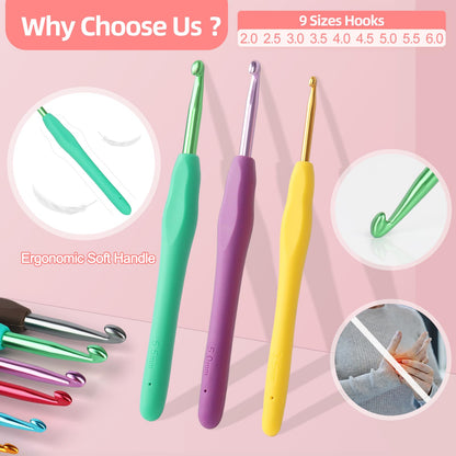 Katech Beginner Yarn for Crocheting and Knitting-Crochet Kit for Beginners Adults Kids Professionals-Crocheting Animals Kits-Includes 382 Yards Cotton Yarn Balls, Hooks, Accessories, Tutorials