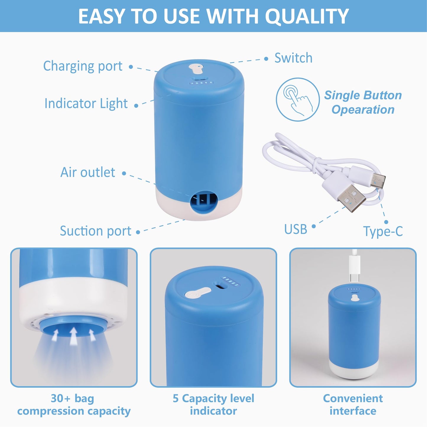 12 Pack Travel Vacuum Storage Bags with Portable Electric Pump, Vacuum Seal Space Saver Bags for Clothing, Vacuum Travel Bags for Luggage