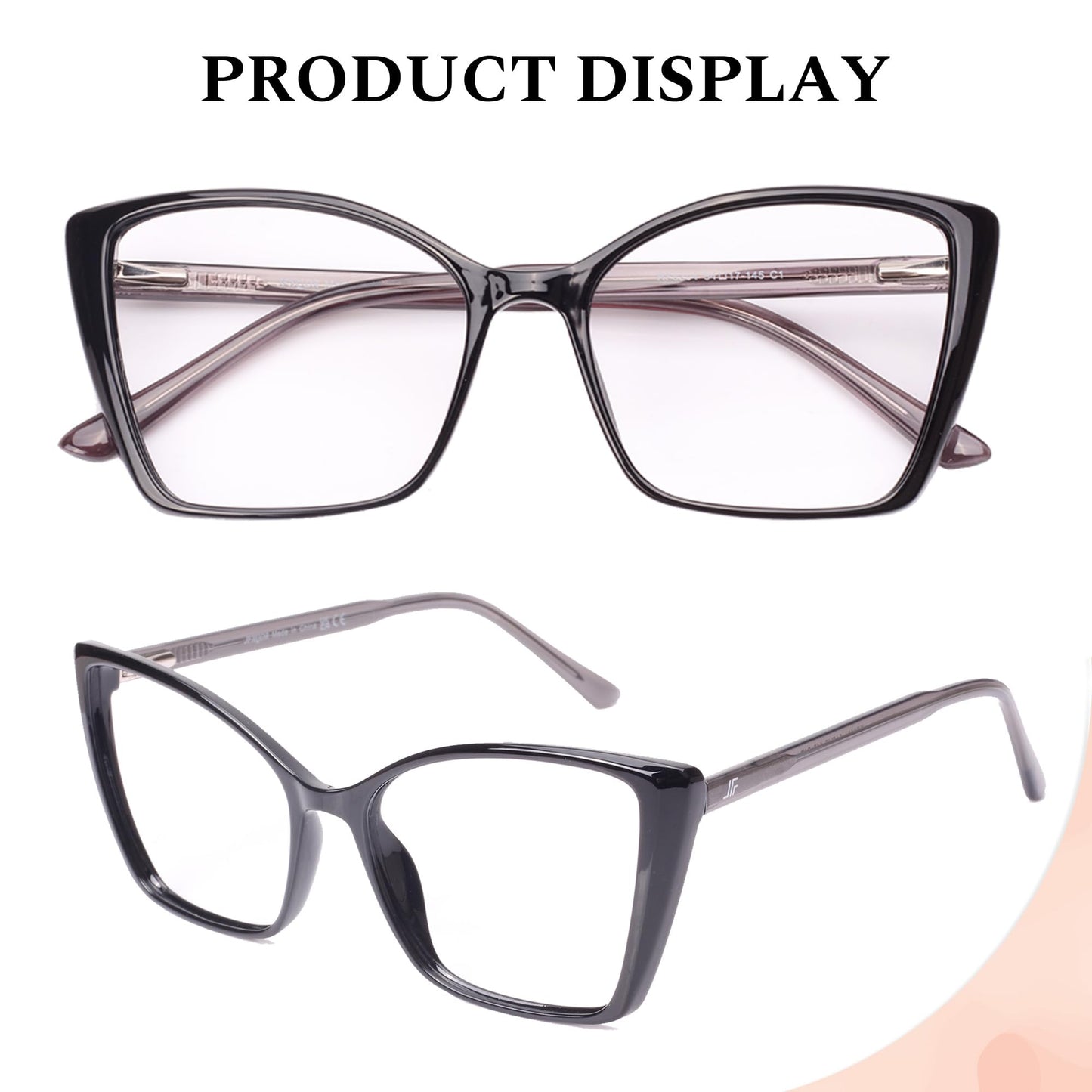 JFXQDR 2 Pack Women's Blue Light Blocking Glasses, Trendy Cat Eye Computer Gaming Glasses Anti Eyestrain & UV Glare RF6204 (Black + Coco Tortoise Cateye Frame)