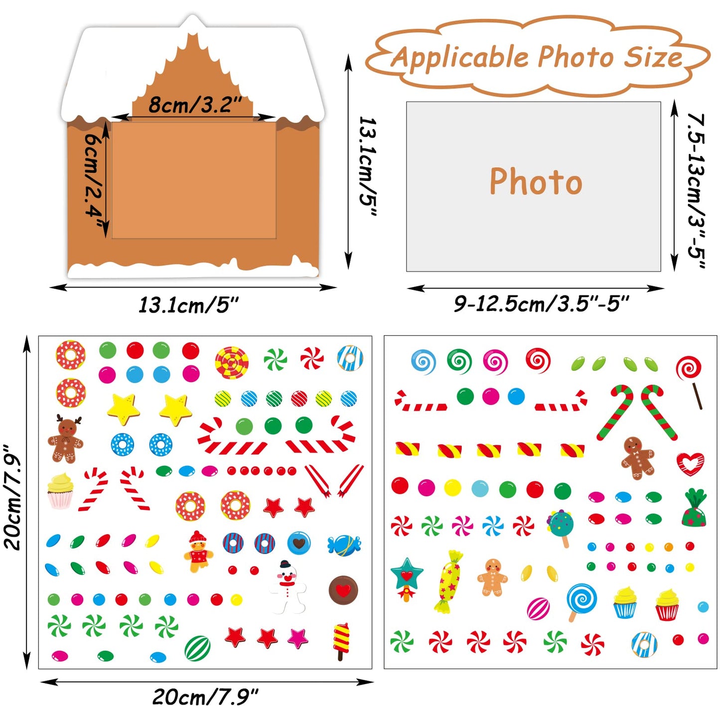 chiazllta 30 Packs Christmas Picture Frame Craft Kits for Kids, Xmas DIY Gingerbread Candy Craft Holiday Art Favor Home Class Game Activities for Kindergarten Preschool