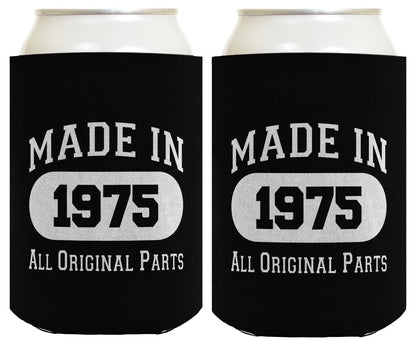 50th Birthday Gifts For Women Made In 1975 Original Parts 2-Pack Can Drink Thermocoolers Black