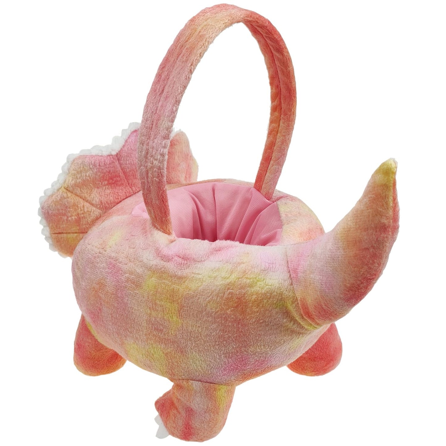 DearSun 3D Triceratops Plush Basket Halloween Trick or Treat Baskets, Cute Candy Bucket for Kids Gift Party Decoration, Pink