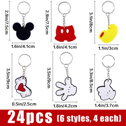 Lecinc 24 Pcs Mouse Keychain, Cute Mouse Silicone Keychain for Mouse Theme Party Favors Pendant, Mouse Birthday Party Supplies
