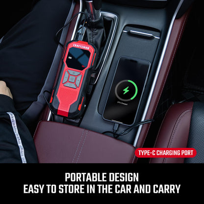 CRAFTSMAN Tire Inflator Portable Air Compressor, Cordless Mini Air Pump for Car Tires with Digital Tire Pressure Gauge, 6000mAh Battery Powered Air Pump, Max Pressure 150 PSI, 12V DC Corded